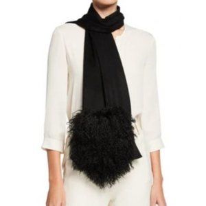 Cashmere Mongolian Lamb Fur Scarf with Pockets